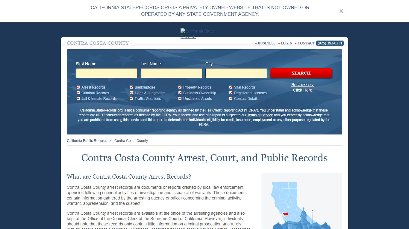 Contra Costa County Arrest, Court, and Public Records