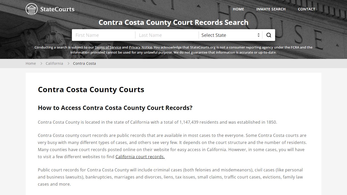 Contra Costa County Court Records Search - State Courts